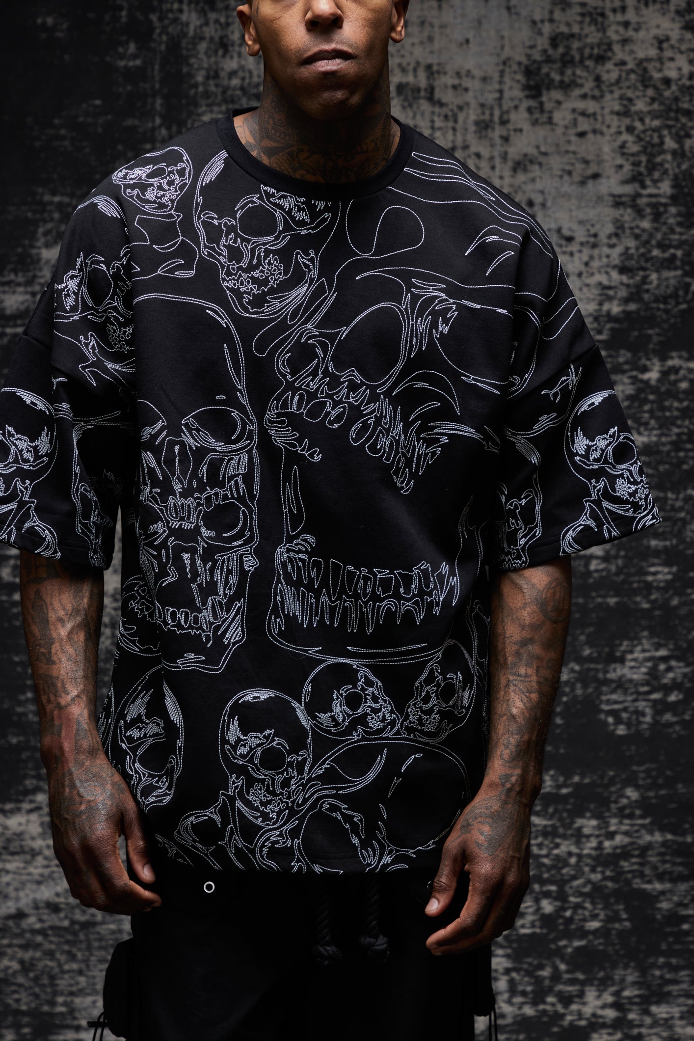 NNN "SKULLED" OVERSIZED TEE